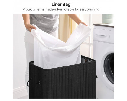 FaFurn - Laundry Hamper Basket with Removable Washable Cotton Bag in Black