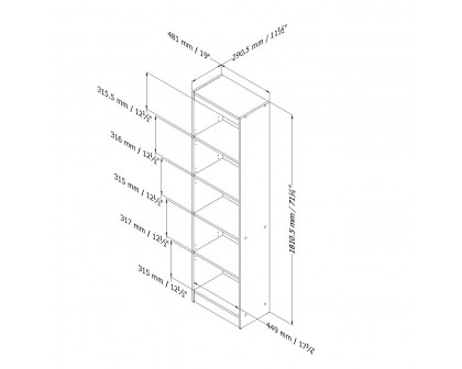 FaFurn Modern Tall 5-Shelves Bookcase with 5-Shelves - Morgan Cherry, Wood