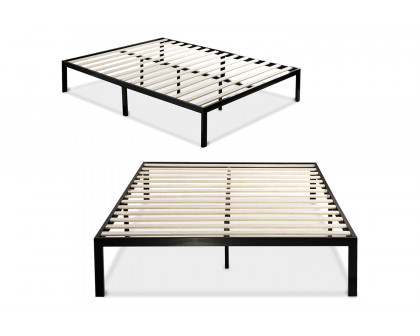 FaFurn - Modern Metal Platform Bed Frame with Wood Slats