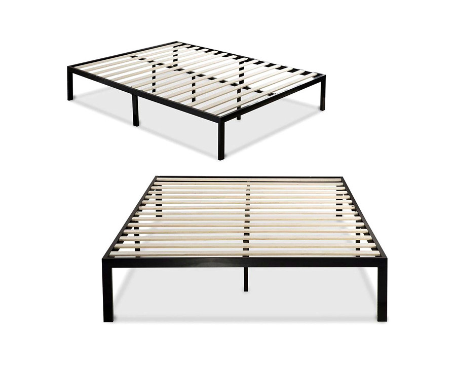 FaFurn Modern Metal Platform Bed Frame with Wood Slats - Twin Size