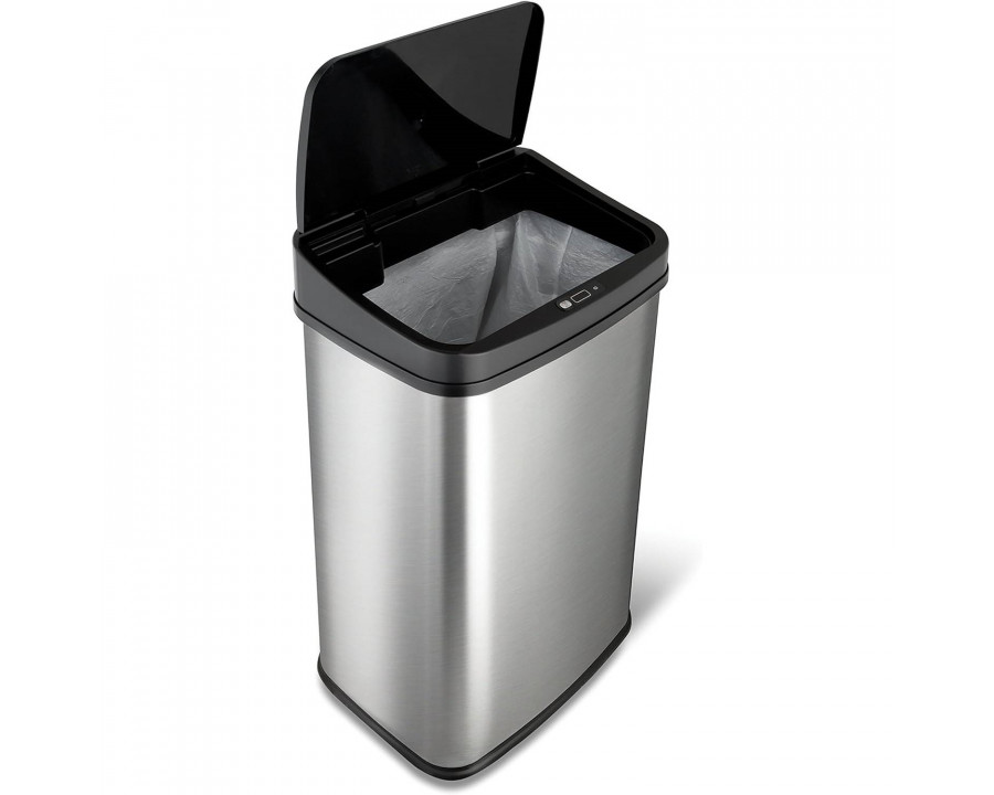 FaFurn - 13 Gallon Trash Can with Motion Sensor Lid in Silver/Black