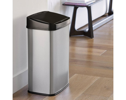 FaFurn - 13 Gallon Trash Can with Motion Sensor Lid in Silver/Black