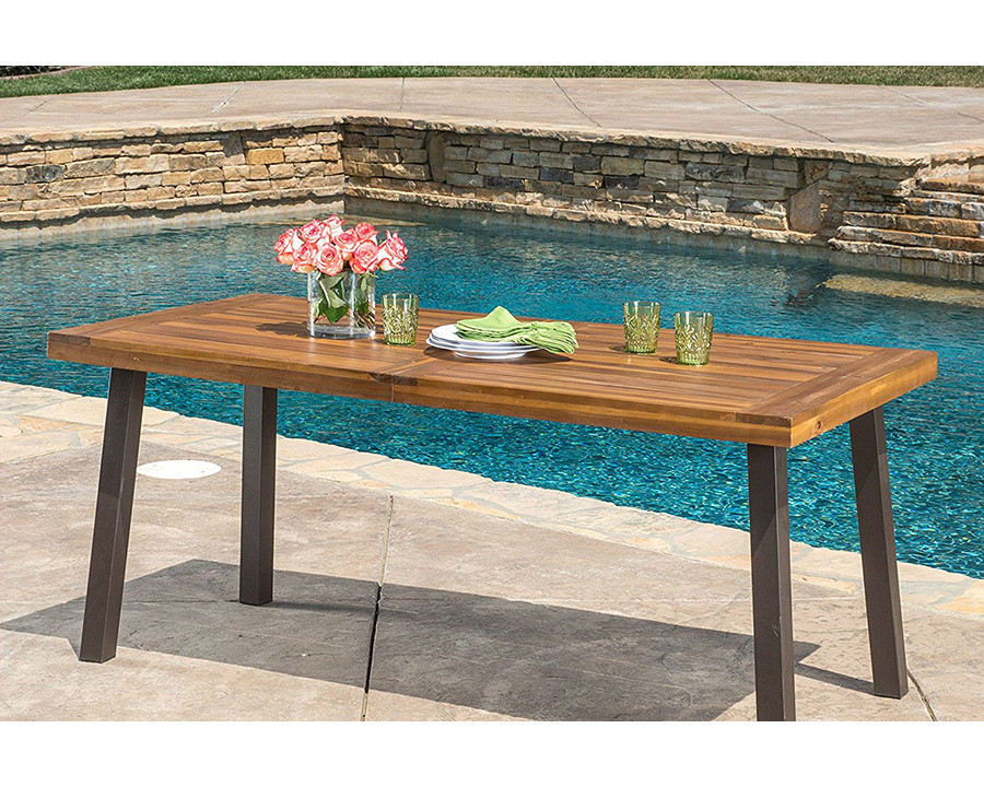 FaFurn - Acacia Wood 69 X 32 Inch Outdoor Patio Dining Table in Teak Finish