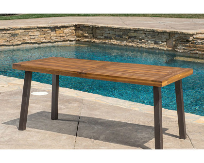 FaFurn - Acacia Wood 69 X 32 Inch Outdoor Patio Dining Table in Teak Finish