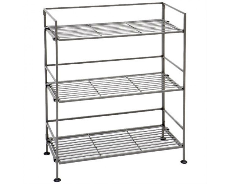 FaFurn - Folding 3-Shelf Bookcase Storage Shelves in Pewter, Iron