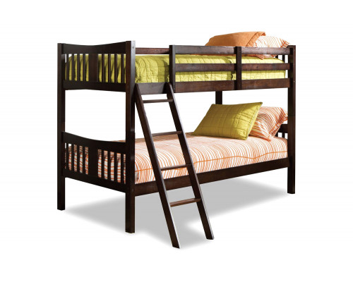 FaFurn - Twin Over Twin Solid Wood Bunk Bed in Espresso Finish