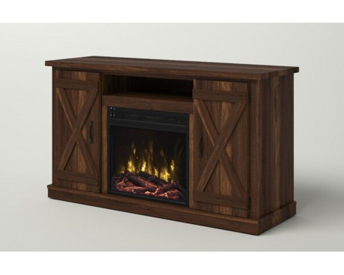 FaFurn Farmhouse TV Entertainment Electric Fireplace - Rustic Espresso