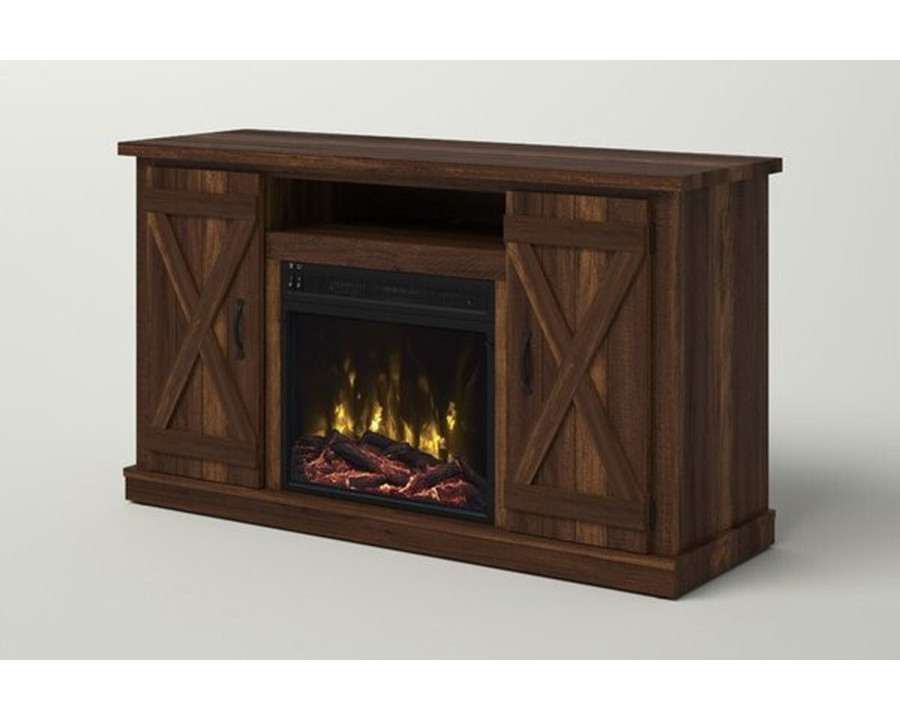 FaFurn Farmhouse TV Entertainment Electric Fireplace - Rustic Espresso