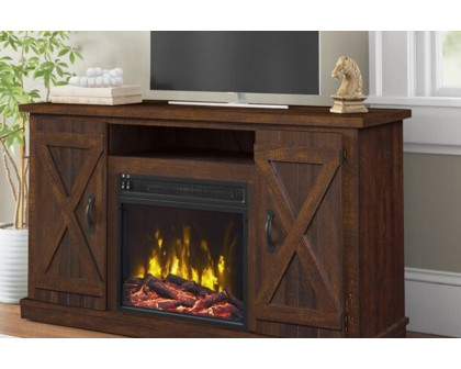 FaFurn Farmhouse TV Entertainment Electric Fireplace - Rustic Espresso