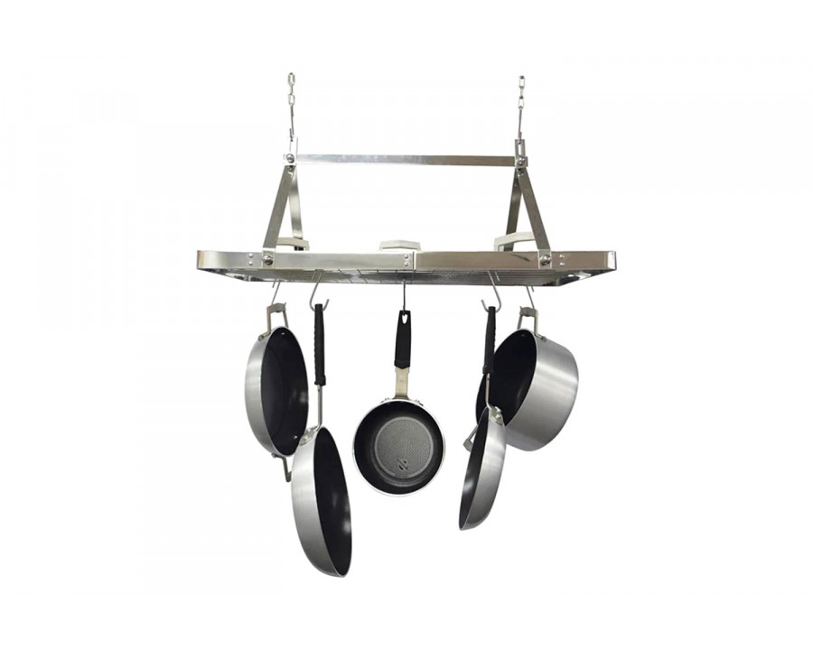 FaFurn - Heavy Duty Ceiling Mounted Rectangle Stainless Steel Hanging Pot Rack