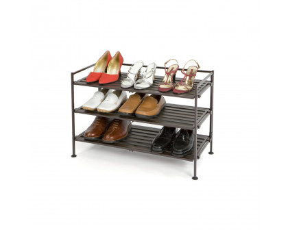 FaFurn Classic Stackable Folding Shoe Rack - Mocha