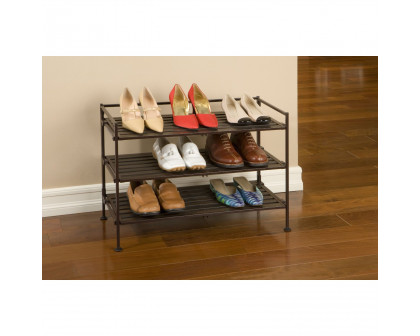 FaFurn Classic Stackable Folding Shoe Rack - Mocha