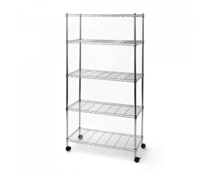 FaFurn - 5-Shelf Storage Shelving Unit with Removable Locking Casters Wheels