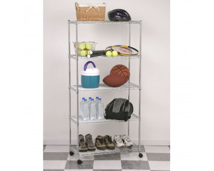 FaFurn - 5-Shelf Storage Shelving Unit with Removable Locking Casters Wheels