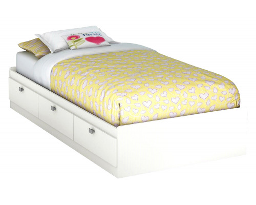 FaFurn Twin Size Platform Bed with 3 Storage Drawers - White