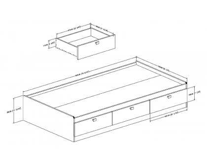 FaFurn Twin Size Platform Bed with 3 Storage Drawers - White