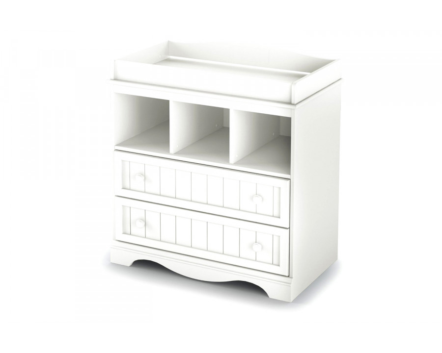 FaFurn - White Wood Baby Diaper Changing Table with 2 Drawers