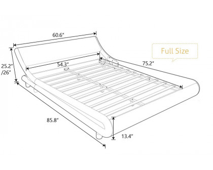 FaFurn Modern Faux Leather Upholstered Platform Bed Frame with Headboard - White, Full Size