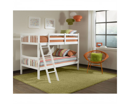 FaFurn - Twin Size Bunk Bed in White, Wood