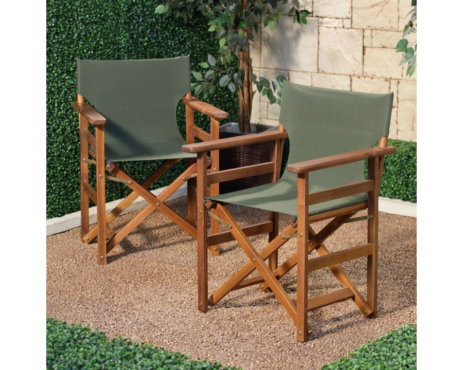 FaFurn - Set of 2 Patio Chairs Set with Fabric Seat in Forest Green, Fabric