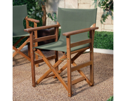 FaFurn - Set of 2 Patio Chairs Set with Fabric Seat in Forest Green, Fabric