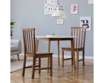 FaFurn - Set of 2 Mission Dining Chairs in Walnut Brown