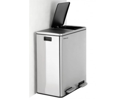 FaFurn - Dual Stainless Steel 16-Gallon Trash Can Recycle Bin with 2 Step On Pedal Lids