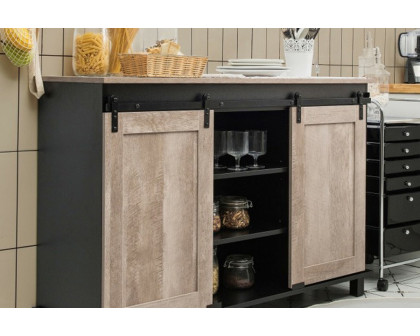 FaFurn - Farmhouse Sliding Barn Doors Kitchen Buffet Storage Cabinet