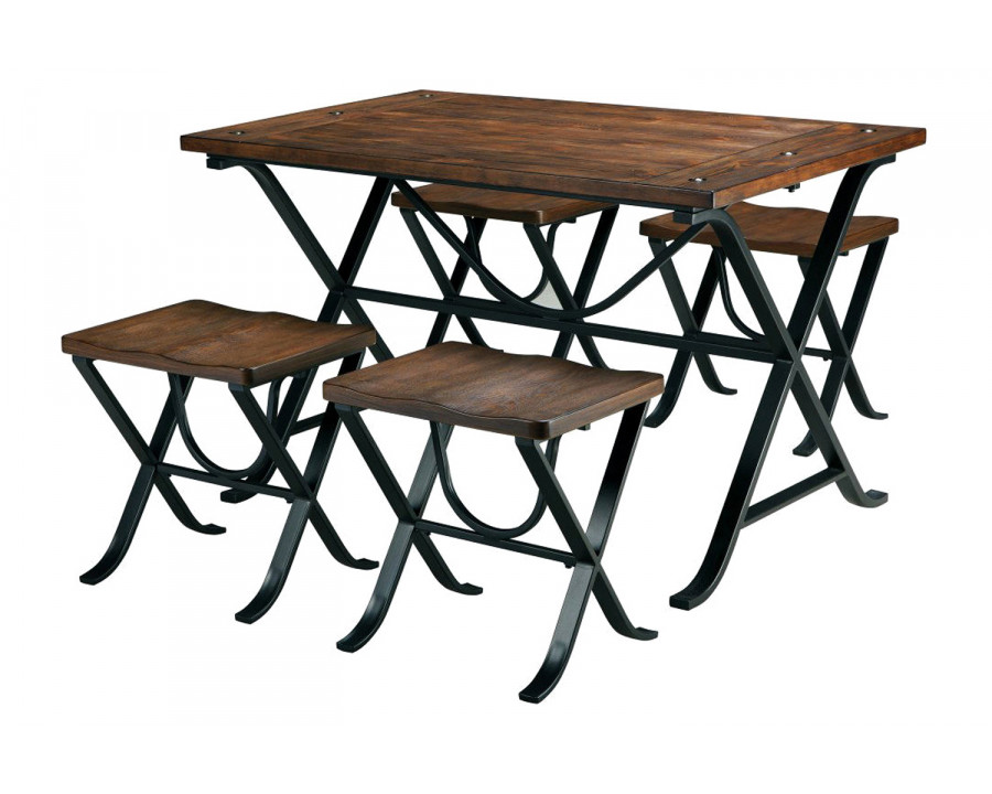 FaFurn - Industrial Style 5-Piece Dining Room Set with Table and 4 Backless Stools