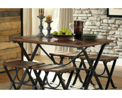 FaFurn - Industrial Style 5-Piece Dining Room Set with Table and 4 Backless Stools