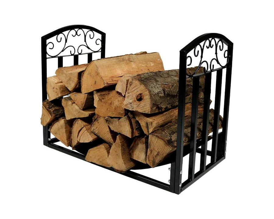 FaFurn - Black Metal Indoor Outdoor 2-Ft Firewood Holder Log Rack