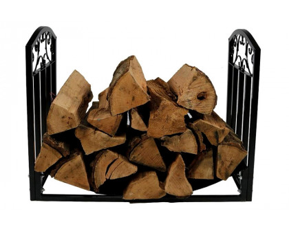 FaFurn - Black Metal Indoor Outdoor 2-Ft Firewood Holder Log Rack