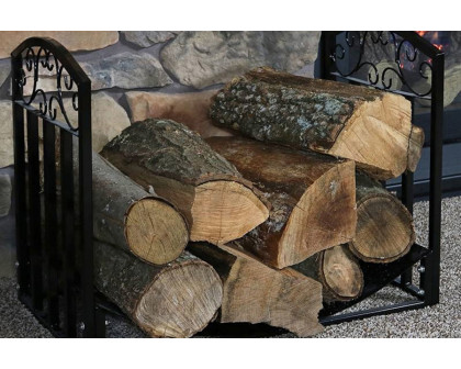 FaFurn - Black Metal Indoor Outdoor 2-Ft Firewood Holder Log Rack