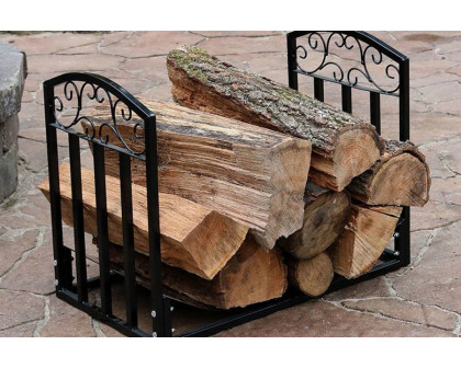 FaFurn - Black Metal Indoor Outdoor 2-Ft Firewood Holder Log Rack