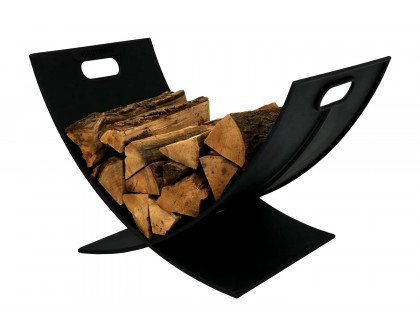 FaFurn Modern Outdoor Indoor Heavy Duty Black Steel Firewood Log Holder Rack