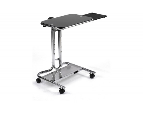 FaFurn - Mobile Laptop Computer Desk Cart with Black Glass Top