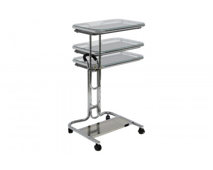 FaFurn - Mobile Laptop Computer Desk Cart with Black Glass Top