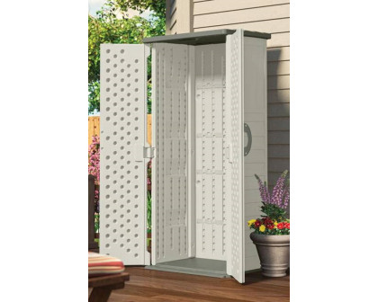 FaFurn - Outdoor Heavy Duty 22 Cubic Ft Vertical Garden Storage Shed in Taupe Gray