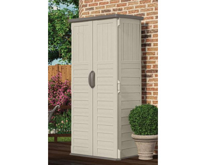 FaFurn - Outdoor Heavy Duty 22 Cubic Ft Vertical Garden Storage Shed in Taupe Gray