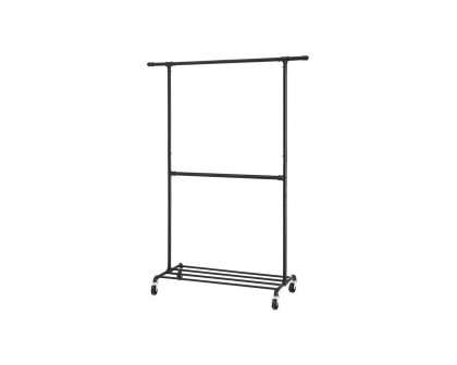 FaFurn - Garment Rack Clothes with Bottom Hanging Rod in Black, Iron