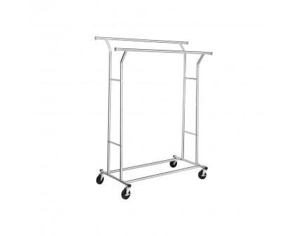 FaFurn - Garment Rack Clothes on Wheels in Silver, Metal, 250 lbs Capacity