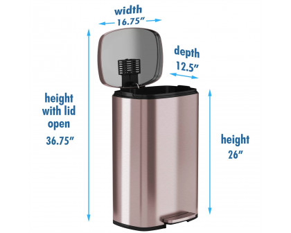 FaFurn 13 Gallon Trash Can with Deodorizer Filter - Rose Gold