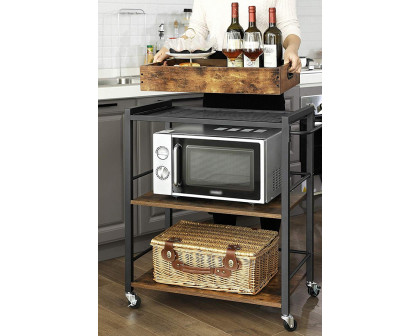 FaFurn - Farmhouse 3-Tier Kitchen Microwave Cart with Serving Tray On Wheels