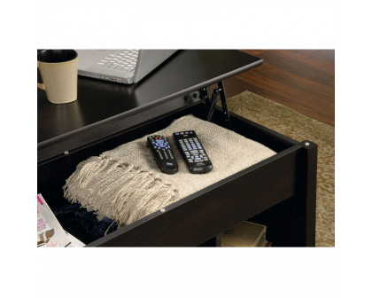 FaFurn™ Coffee Table with Bottom Storage Space - Black, Wood