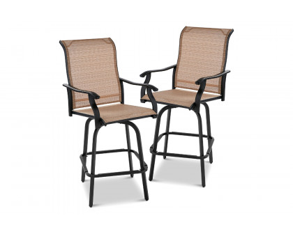 FaFurn - All-Weather Mesh Swivel Barstools (Set of 2)