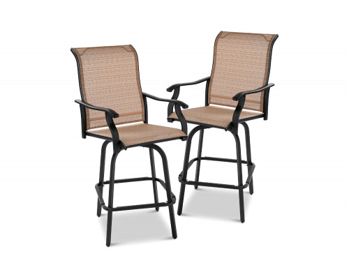 FaFurn All-Weather Mesh Swivel Barstools (Set of 2) - Tan/Black