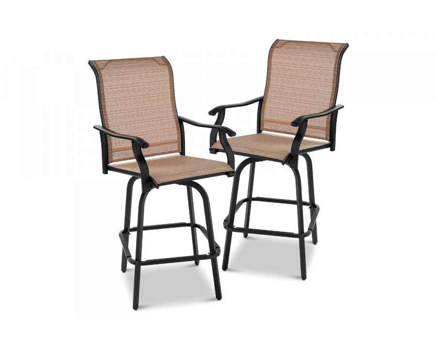 FaFurn All-Weather Mesh Swivel Barstools (Set of 2) - Tan/Black