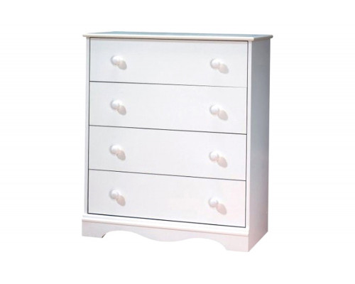 FaFurn - White 4 Drawer Bedroom Chest with Wooden Knobs