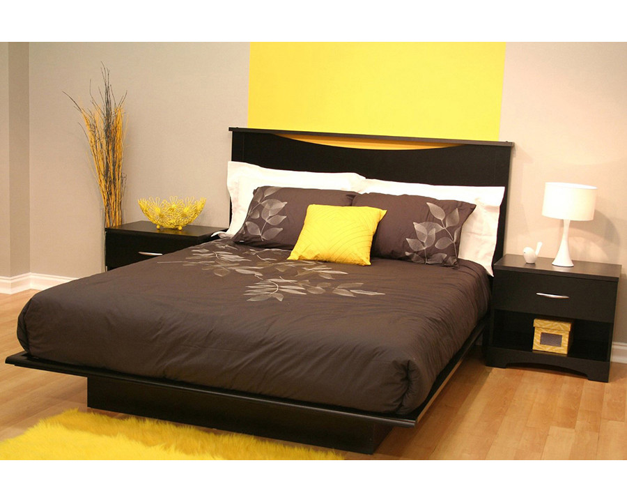 FaFurn - Full Size Contemporary Platform Bed in Black Finish