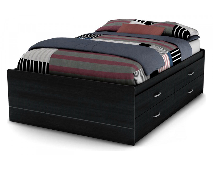 FaFurn - Full Size Platform Bed with 4 Storage Drawers in Black Charcoal